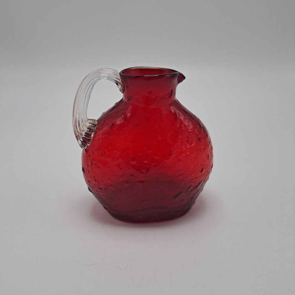 Pilgrim Glass Ruby Red Textured Pitcher Vase
